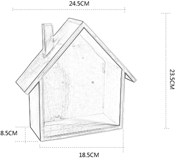 Cabilock Wooden House-Shaped Wall Storage Shelf Display Box